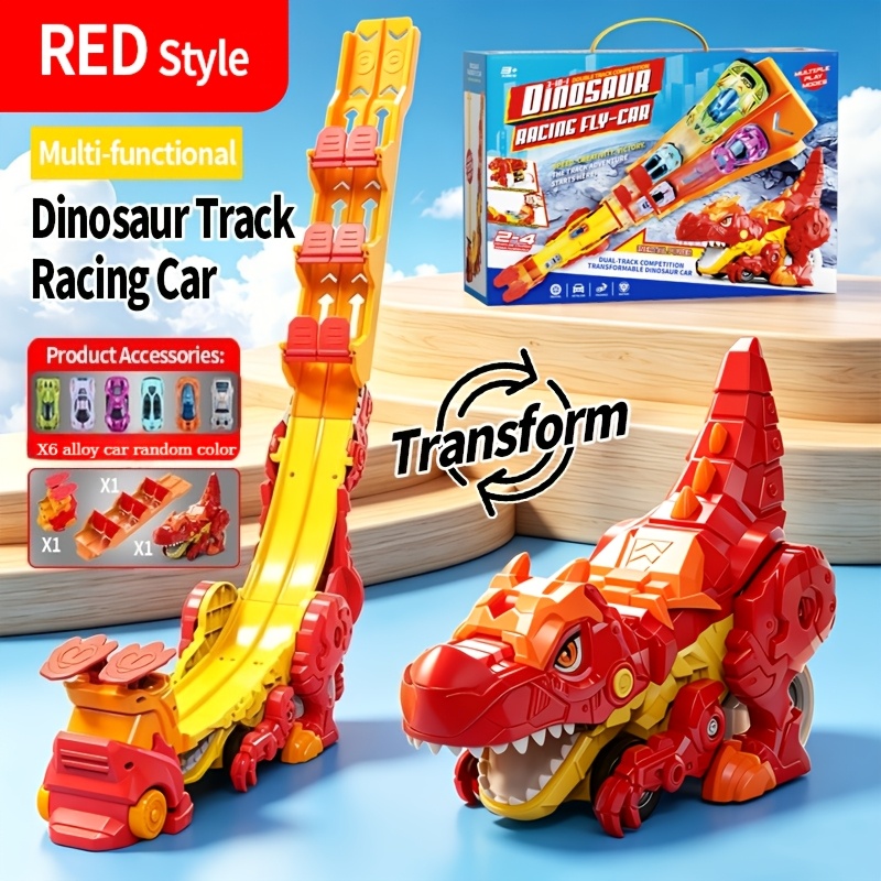 Dinosaur Transforming Dual-Track Catapult Car Toy Set